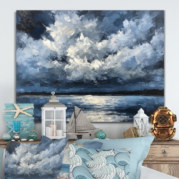 Designart "Storm Forming By The Coast" Modern Landscape Beach Canvas Print