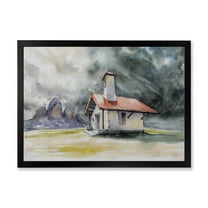 Designart 'Storm On A Rustic House On Mountain Top ' Country Framed Art Print