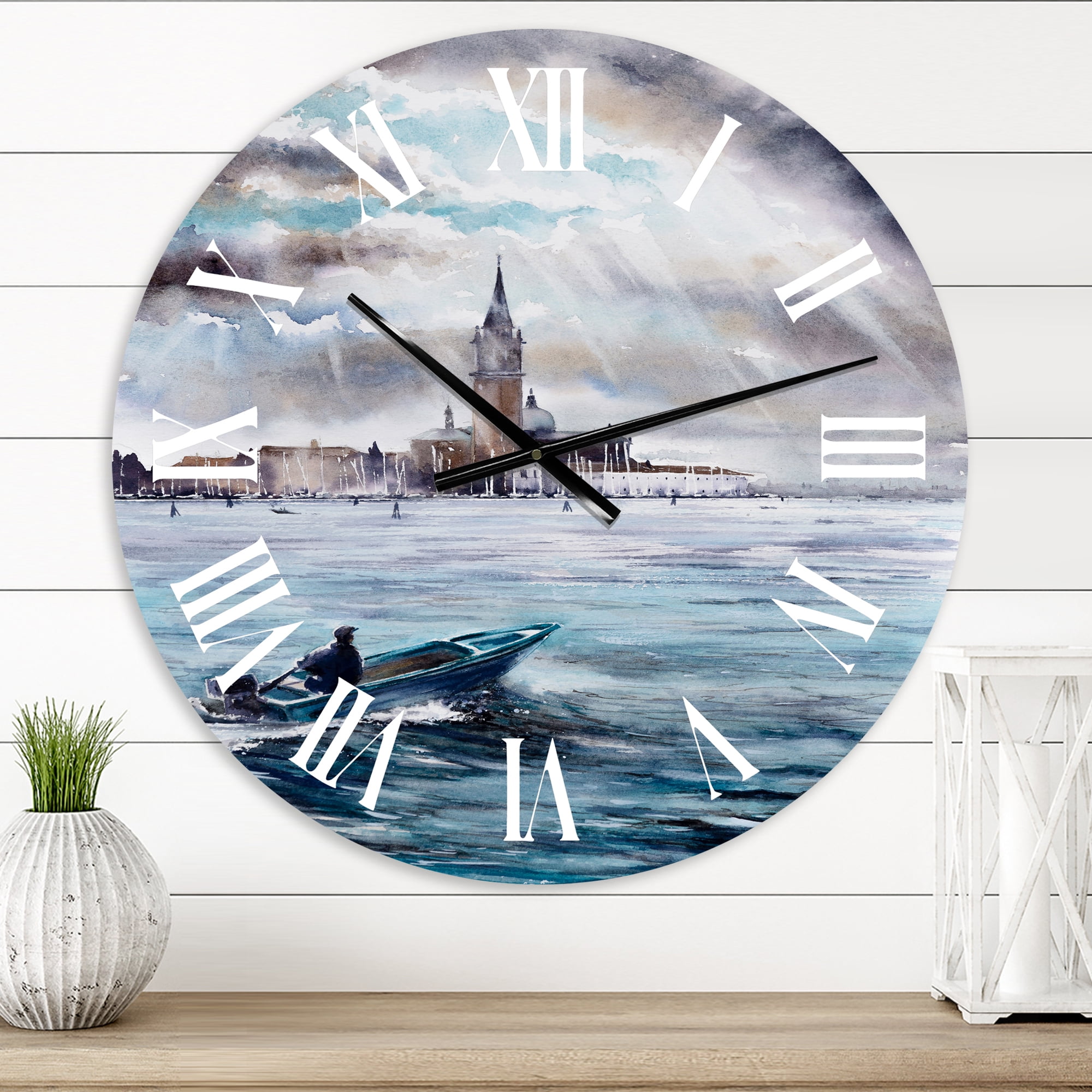 Designart 'Storm Over Venice In Italy' Nautical & Coastal Wall Clock