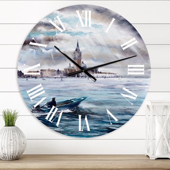 Designart 'Storm Over Venice In Italy' Nautical & Coastal Wall Clock