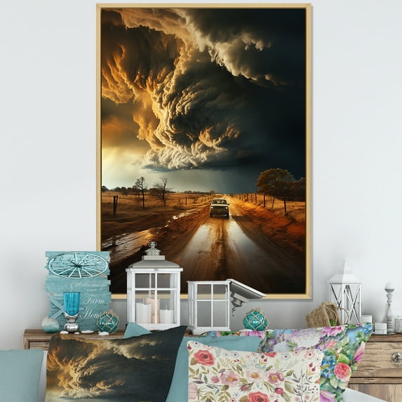 Designart "Storm Raging SPIRAL I" Storms Floater Framed Canvas Print