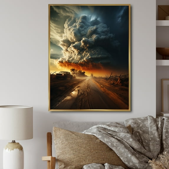 Designart "Storm Raging SPIRAL II" Storms Floater Framed Canvas Print