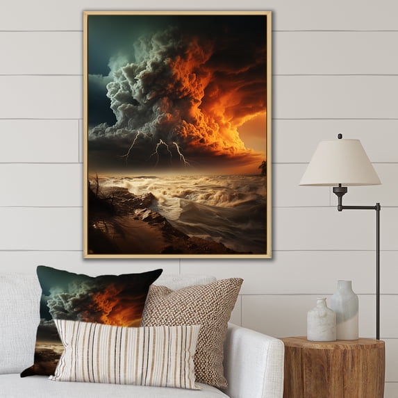 Designart "Storm Raging SPIRAL III" Nautical & Beach Floater Framed Wall Art Print