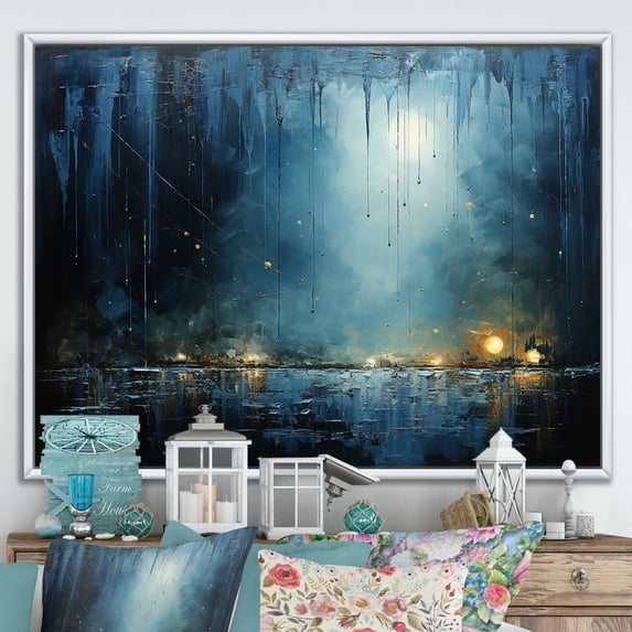 Designart "Storm Torrential horizon I" Modern Floater Framed Canvas Wall Art