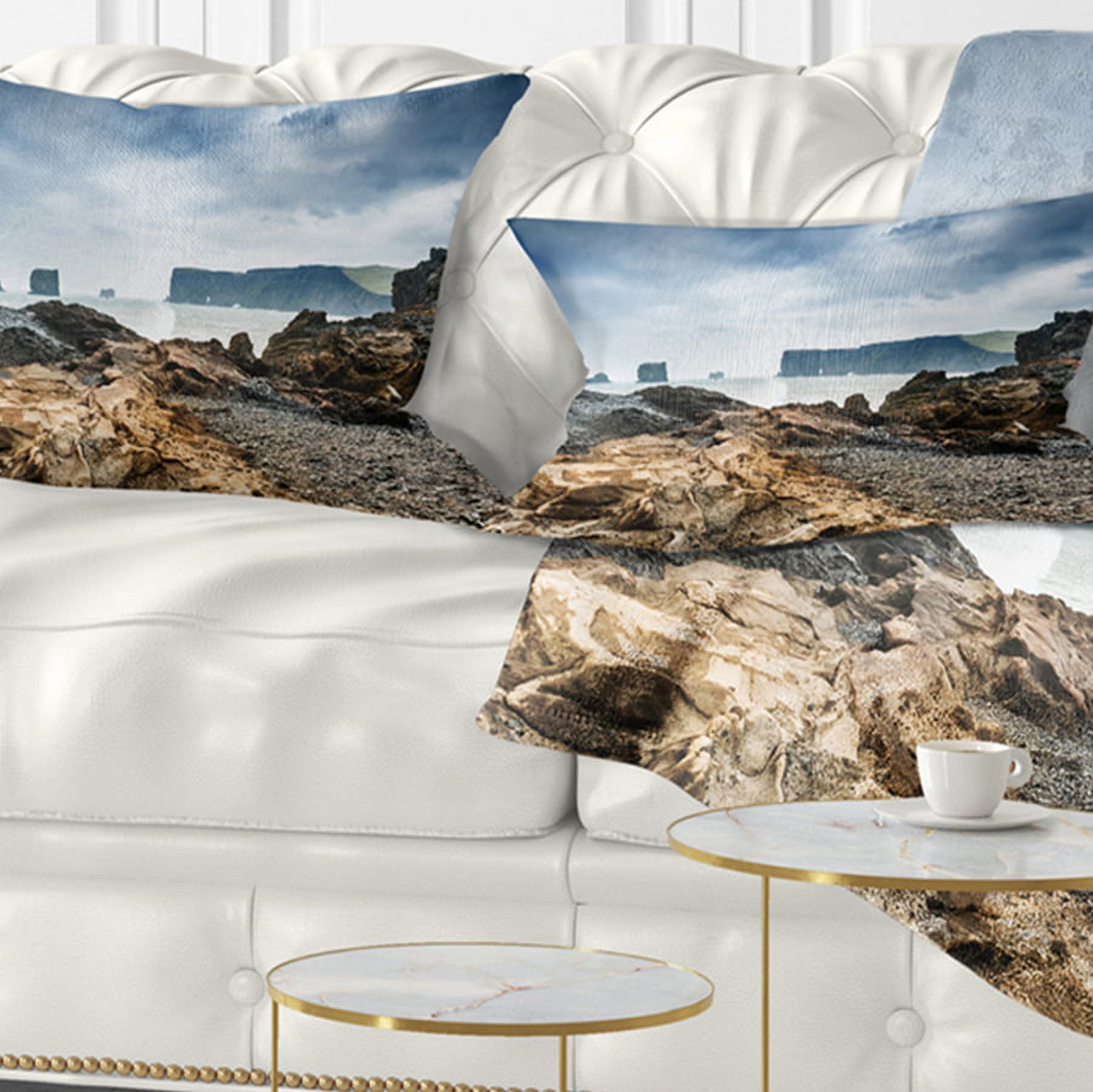 Designart Storm in Rocky Coast of Atlantic - Landscape Printed Throw Pillow - 12x20