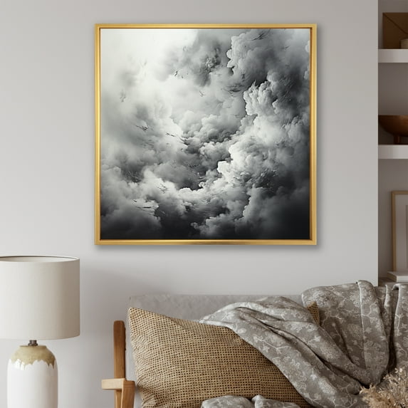 Designart "Stormy Gray Sky Minimalism" Sky Floater Framed Canvas Wall Art