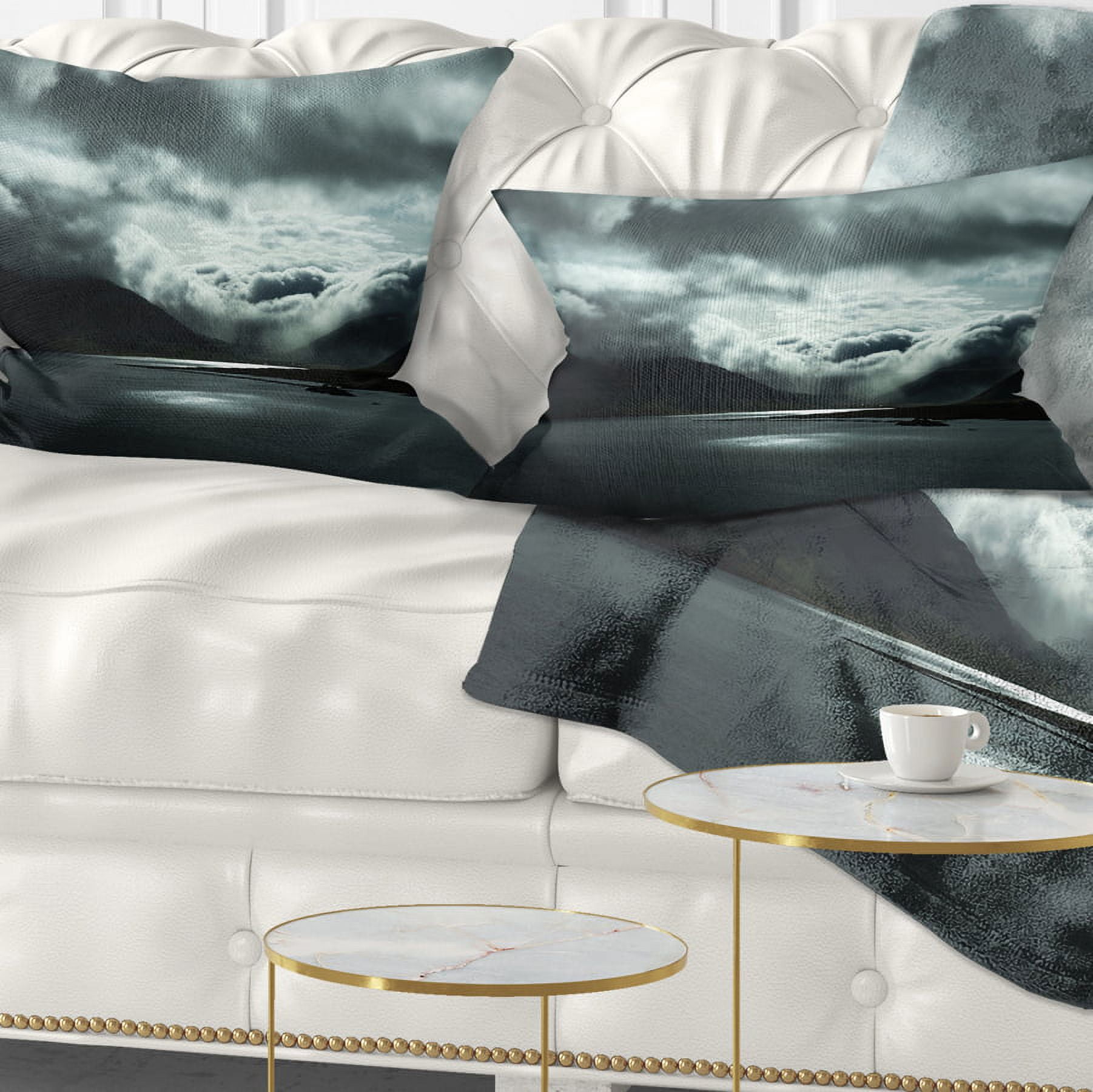 Designart Stormy Iceland in the Summer - Seashore Throw Pillow - 12x20