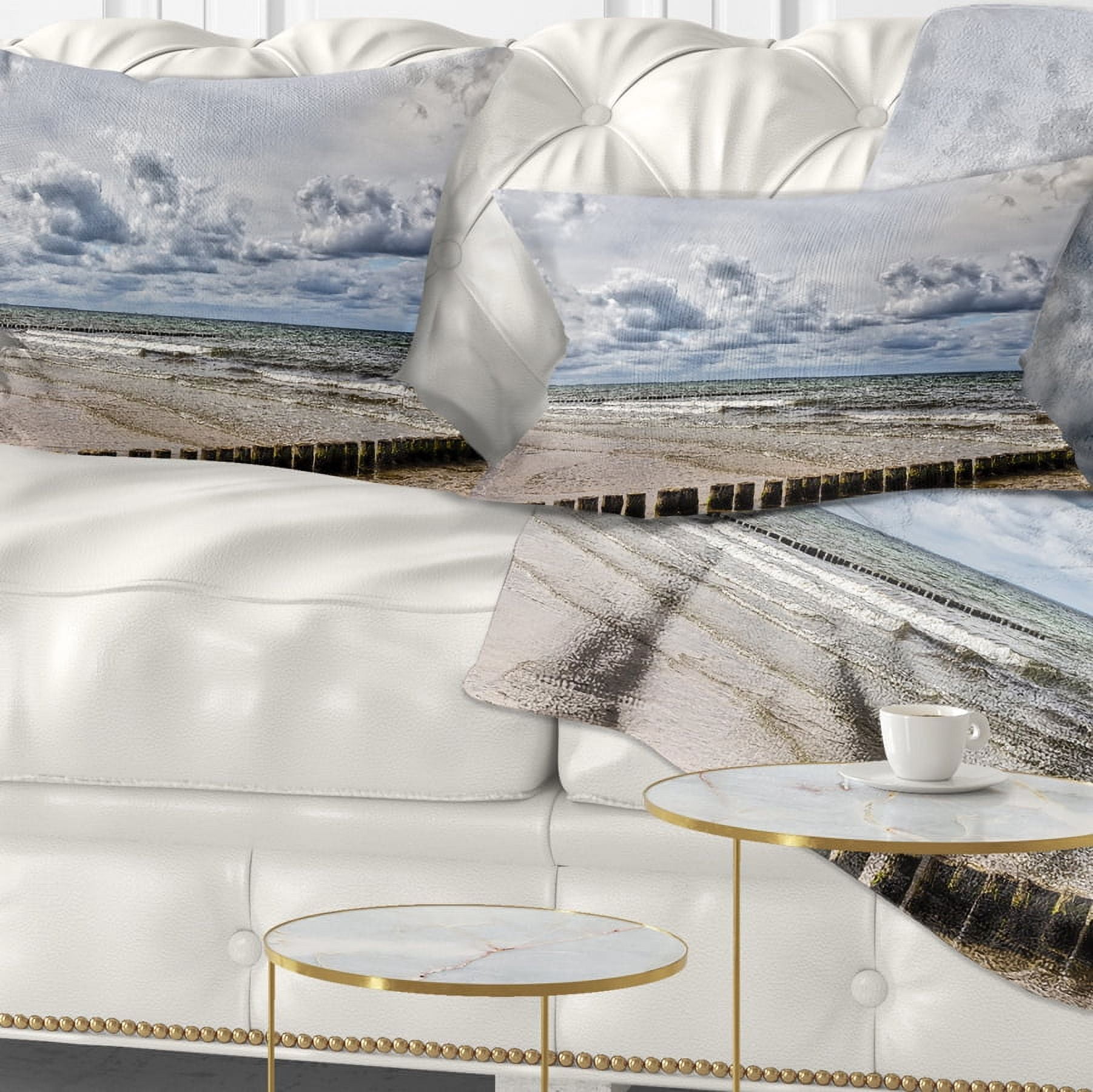 Designart Stormy Weather in Hiddensee Sea - Seascape Throw Pillow - 12x20