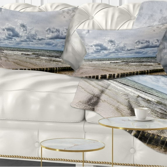 Designart Stormy Weather in Hiddensee Sea - Seascape Throw Pillow - 12x20
