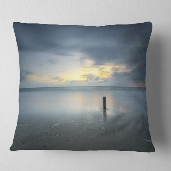 Designart Stormy and Dark Sea Sunset - Seascape Throw Pillow - 18x18