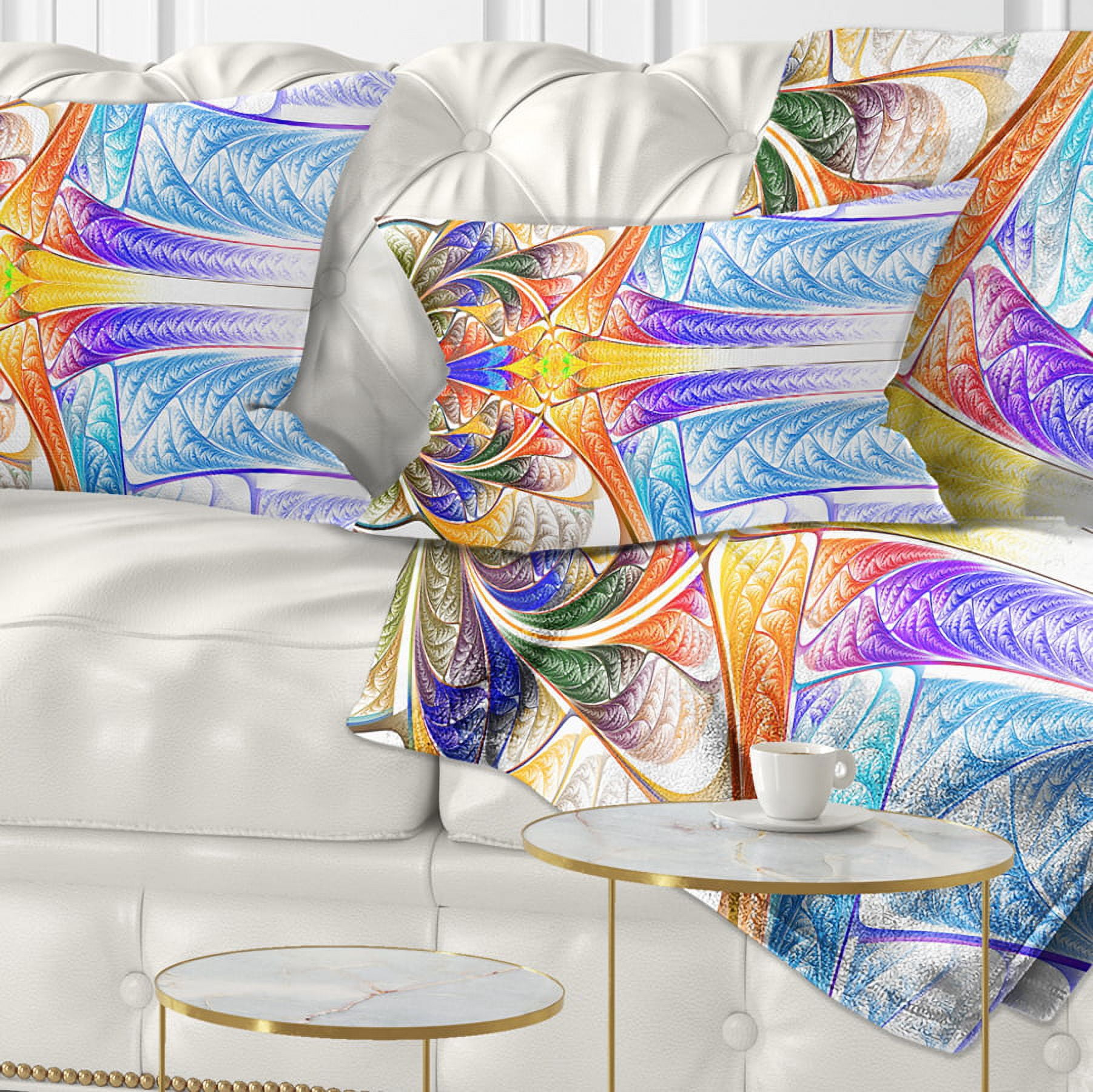 Designart Strange Fractal Desktop - Abstract Throw Pillow - 12x20
