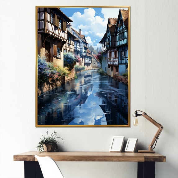 Designart "Strasbourg'S French Cityscape" France Floater Framed Canvas Prints