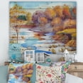 thumbnail image 1 of Designart 'Stream Though The Winter Forest Valley' Lake House Print on Natural Pine Wood, 1 of 5