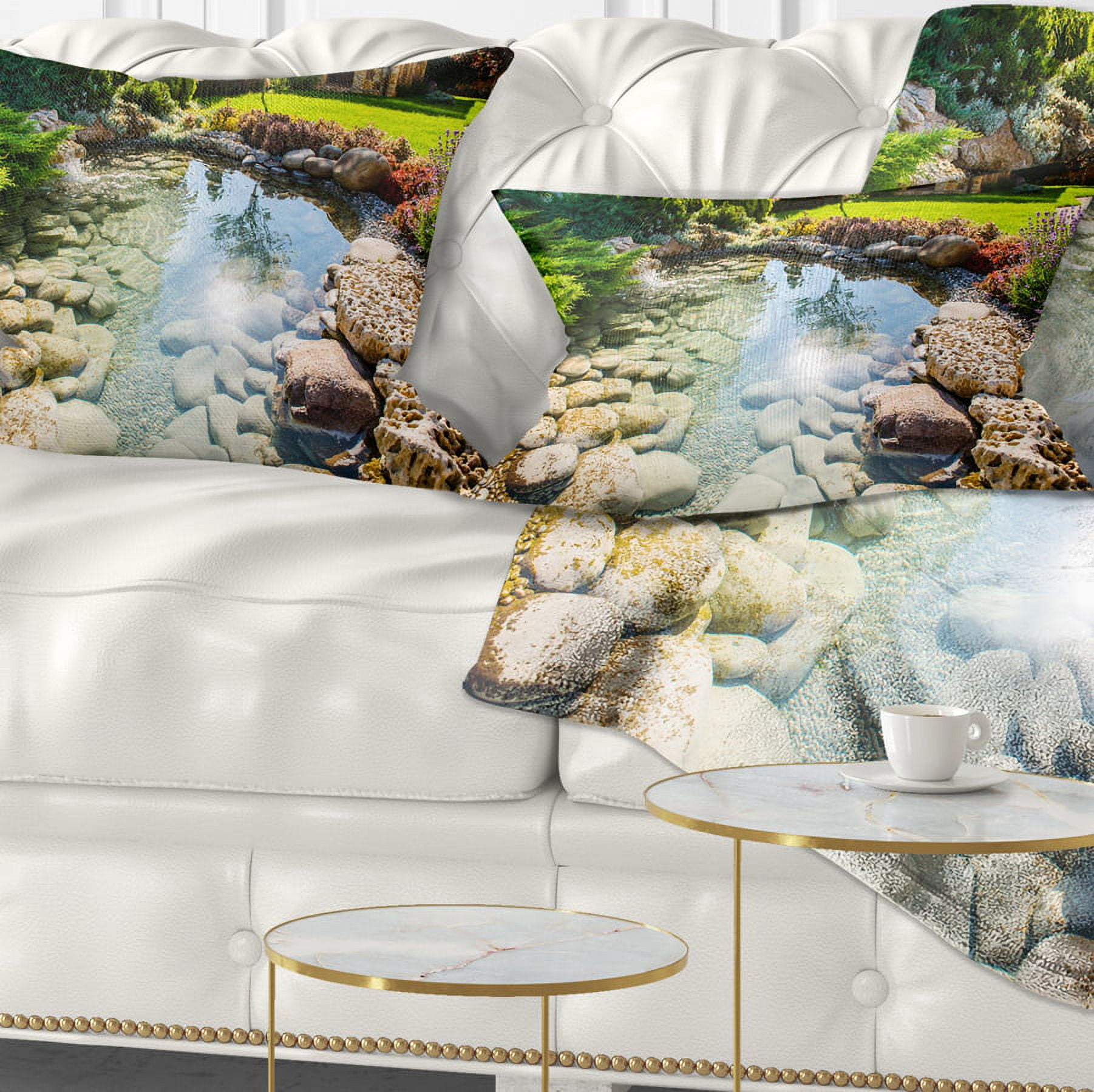 Designart Stream in Rocky Landscape - Landscape Printed Throw Pillow - 12x20