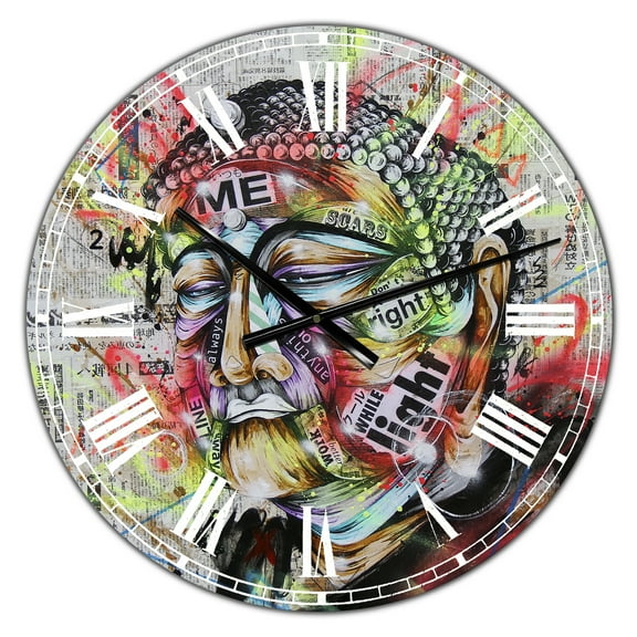 Designart 'Street Art Graffiti Holy Man' Large Modern Wall Clock