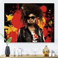 thumbnail image 1 of Designart "Street Art Woman Portrait in Red and Yellow I" People Wall Art - Global Red African American Art Entryway Wall Art, 1 of 4