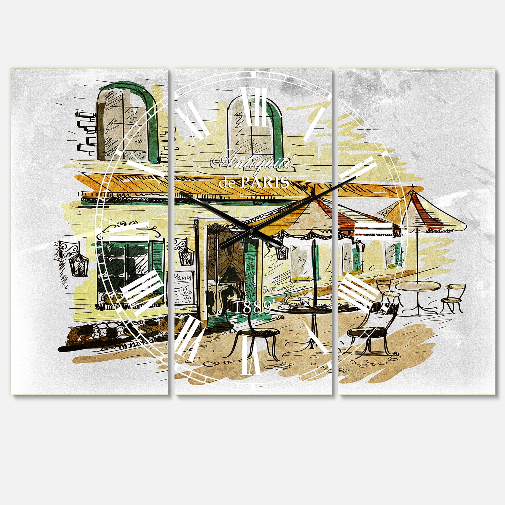 Designart 'Street CafÃÂ©' Mediterranean wall clock