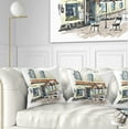 thumbnail image 1 of Designart Street Cafe - Watercolor Painting Throw Pillow - 18x18, 1 of 5