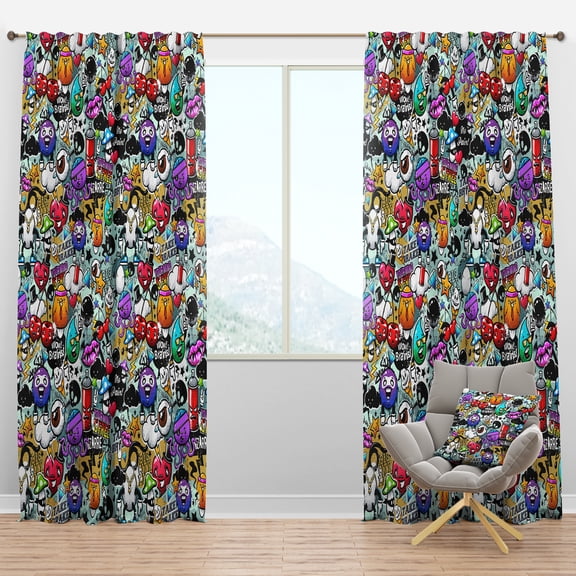 Designart 'Street Graffiti Texture' Modern Blackout Curtain Panel