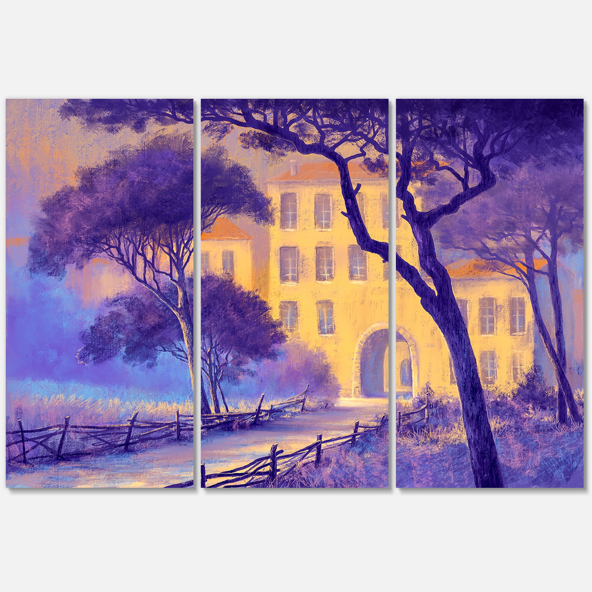Designart ' Street Landscape OF Footpath & Trees In A City ' Traditional Canvas Wall Art Print