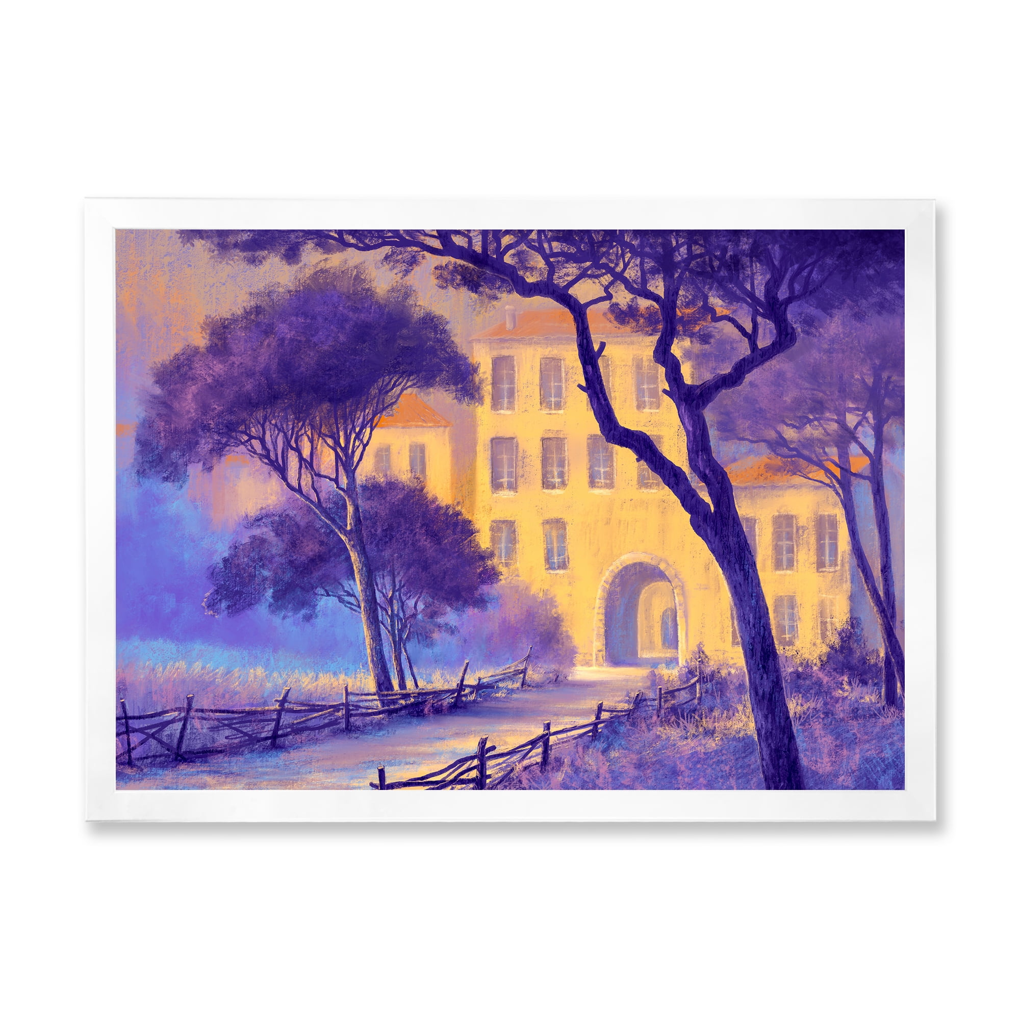 Designart 'Street Landscape OF Footpath & Trees In A City' Traditional Framed Art Print