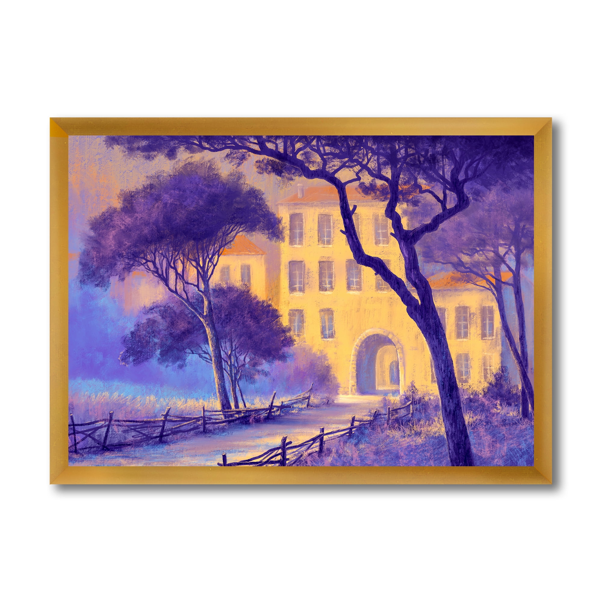 Designart 'Street Landscape OF Footpath & Trees In A City' Traditional Framed Art Print