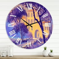 Designart 'Street Landscape On Footpath & Trees In A City' Traditional Wall Clock