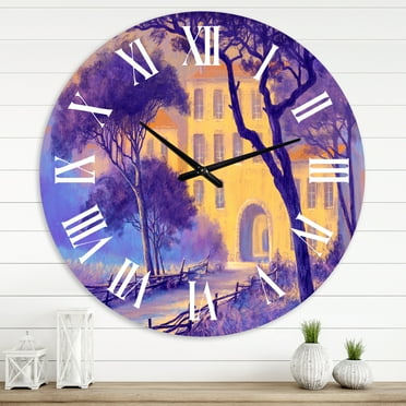 Designart 'Street Landscape On Footpath & Trees In A City' Traditional Wall Clock