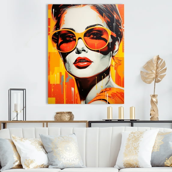 Designart "Street Portrait Pop Art painting" Modern Wall Art Living Room