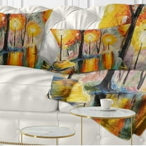 Designart Street in Autumn - Landscape Printed Throw Pillow - 12x20