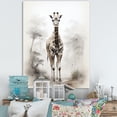 thumbnail image 1 of Designart "Striding Giraffe In Minimalist Black And White IV" Animals Giraffe Canvas Prints, 1 of 7