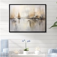thumbnail image 1 of Designart "Striking Beige And Gold Skyline By The Coast I" Port Landscape Floater Framed Canvas Wall Art, 1 of 5
