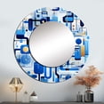 thumbnail image 1 of Designart "Striking Grid Pattern In Cobalt And White" Geometric Blue Large Round Mirror - Round Bedroom Mirror Wall Decor - Modern Round Printed Mirror - 29" x 29", 1 of 6