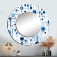 thumbnail image 1 of Designart "Striking Grid Pattern In Cobalt And White I" Geometric Rund Mirror For Wall Decor - Large Blue Round Printed Mirror -Modern Round Living Room Mirror - 23" x 23", 1 of 6