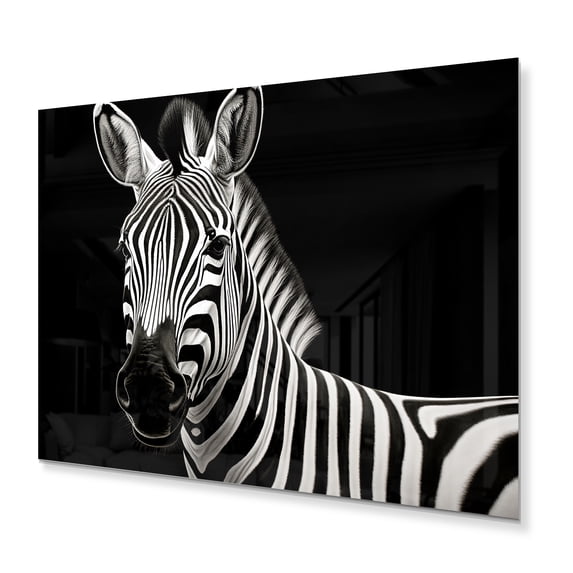 Designart "Striking Patterns on a Zebra I" Animals Metal Wall Art