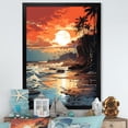 thumbnail image 1 of Designart "Strip of Coastal Paradise under Sunset Glow II" Coastal Framed Wall Art - Coastal Orange Coastal Minimalism Bedroom Framed Canvas Wall Art, 1 of 6