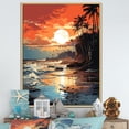 thumbnail image 1 of Designart "Strip of Coastal Paradise under Sunset Glow II" Coastal Framed Wall Art - Coastal Orange Coastal Minimalism Bedroom Framed Canvas Wall Art, 1 of 6
