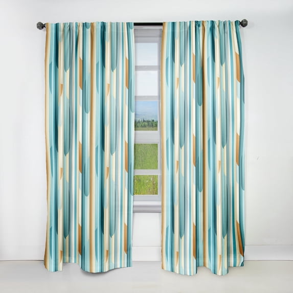 Designart "Striped Pattern Evoking Zen Tranquility I" Striped Blackout Room Darkening Curtain Panel