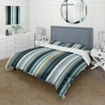 thumbnail image 1 of Designart "Striped Pattern Of Classic Blue Elegance" Striped Bedding Covert Set - Modern & Contemporary Bed Set With 2 Shams, 1 of 5