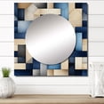 thumbnail image 1 of Designart "Striped Symmetry in Beige and Blue I" 0 Square Mirror For Wall Decor - Large Blue Square Mirror Printed Wall Decor - Modern Square Living Room Mirror, 1 of 5