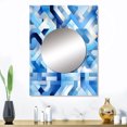 thumbnail image 1 of Designart "Striped Symmetry In Blue And White" Geometric Mirror Wall Decor - Modern Blue Geometric Dining Room Wall Mirror Art - 32" x 24" Inch, 1 of 5