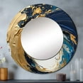 thumbnail image 1 of Designart "Strokes in Dark Blue and Gold VI" Abstract Rund Mirror For Wall Decor - Large Blue Round Print Mirror - Round Modern Mirror 36" x 36" Inch - Wall Mounted Round Large Mirror, 1 of 5