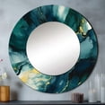 thumbnail image 1 of Designart "Strokes in Dark Blue and Gold XIX" Fractals Rund Mirror For Wall Decor - Large Blue Round Print Mirror - Round Modern Mirror 23" x 23" Inch - Wall Mounted Round Large Mirror, 1 of 5