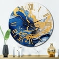 thumbnail image 1 of Designart "Strokes in Dark Blue and Gold III" Fractals Oversized Wall Clock, 1 of 5