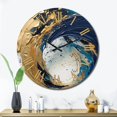 thumbnail image 1 of Designart "Strokes in Dark Blue and Gold VI" Abstract Oversized Wall Clock, 1 of 5
