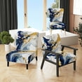 thumbnail image 1 of Designart "Strokes in Dark Blue and Gold XXIII" Blue Fractals Upholstered Accent Chair - Modern Arm Chair For Bedroom, 1 of 5