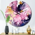thumbnail image 1 of Designart "Strokes in Purple and Pink I" Fractals Oversized Wall Clock, 1 of 5