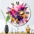 thumbnail image 1 of Designart "Strokes in Purple and Pink II" Fractals Oversized Wall Clock, 1 of 5