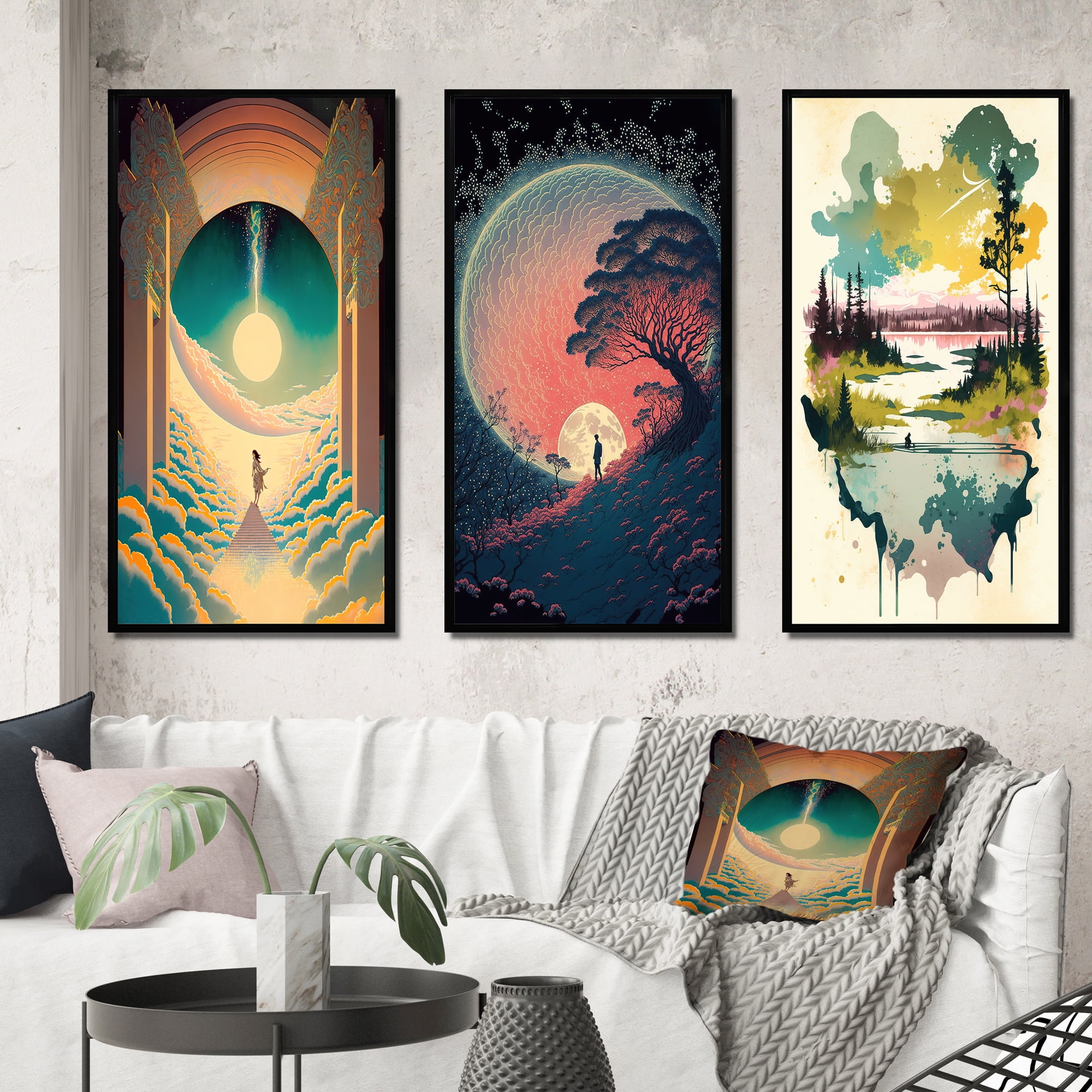 Designart "Stroll Toward the Full Moon Glow I" Abstract Landscape