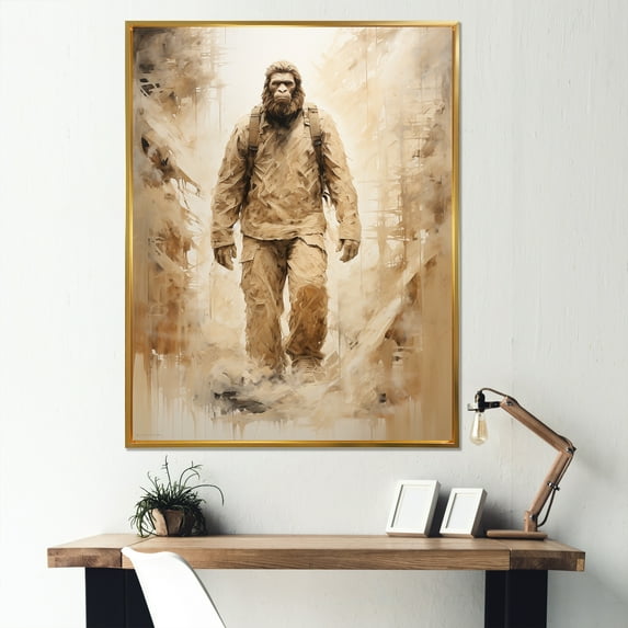 Designart "Strolling Sasquatch In Nature" Bigfoot Floater Framed Wall Decor
